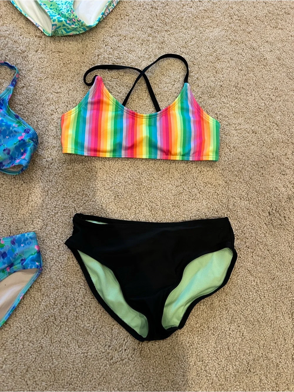 art class Kids Bikini Set Assorted Colors - Black, Green, Pink, Blue, Rainbow